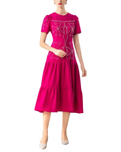 Burryco Short Sleeve Midi Dress In Pink
