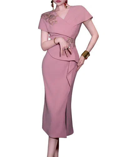 Burryco Short Sleeve Midi Dress In Pink