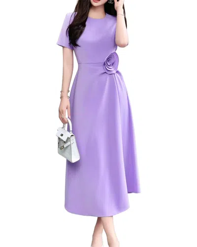 Burryco Short Sleeve Midi Dress In Purple