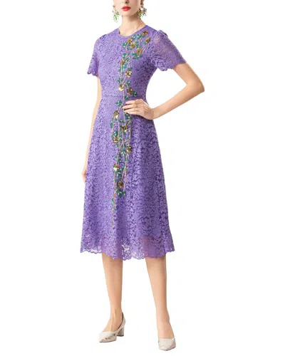 Burryco Short Sleeve Midi Dress In Purple