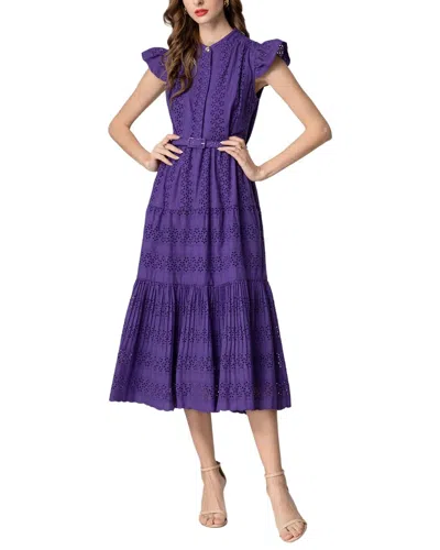 Burryco Short Sleeve Midi Dress In Blue