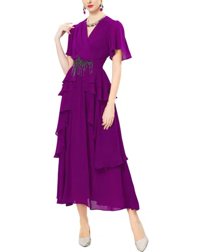 Burryco Short Sleeve Midi Dress In Purple