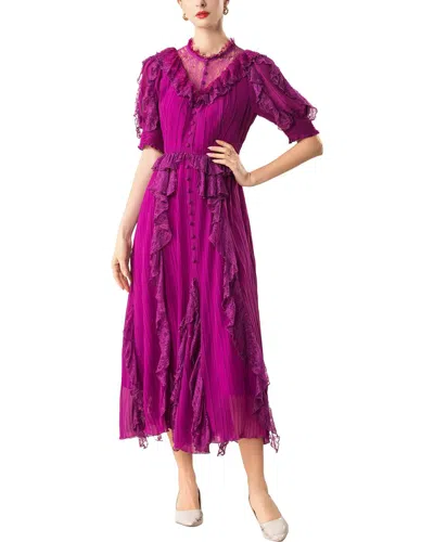 Burryco Short Sleeve Midi Dress In Burgundy