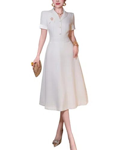 Burryco Short Sleeve Midi Dress In White