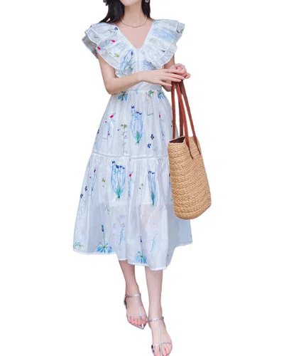 Burryco Short Sleeve Midi Dress In White