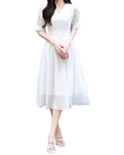 Burryco Short Sleeve Midi Dress In White