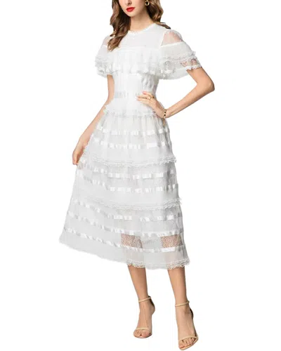Burryco Short Sleeve Midi Dress In White