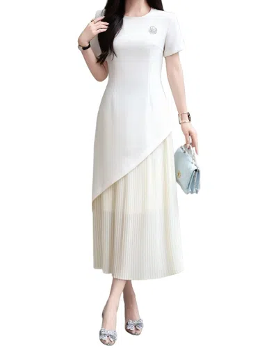 Burryco Short Sleeve Midi Dress In White