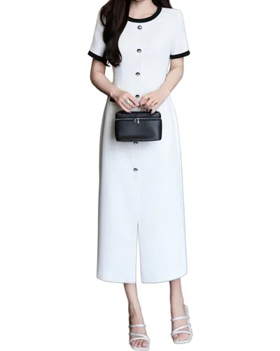 Burryco Short Sleeve Midi Dress In White