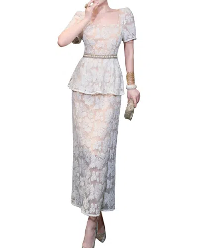 Burryco Short Sleeve Midi Dress In White