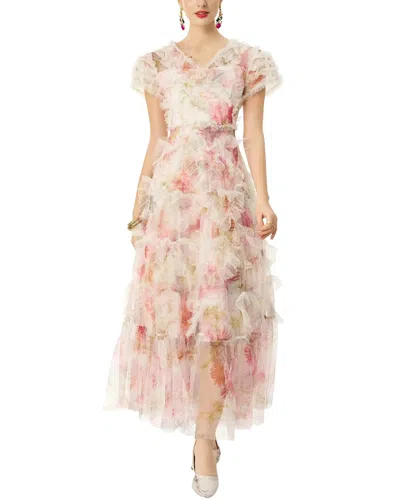 Burryco Short Sleeve Printed Maxi Dress In Pink