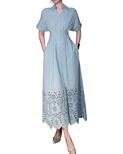 Burryco Short Sleeve Shirt Dress In Blue