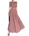 Burryco Short Sleeve Solid Maxi Dress In Pink