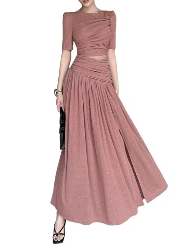 BURRYCO BURRYCO SHORT SLEEVE SOLID MAXI DRESS