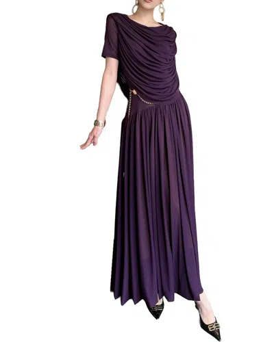 Burryco Short Sleeve Solid Maxi Dress In Purple