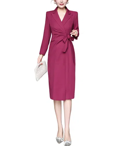 Burryco Solid Midi Dress In Burgundy
