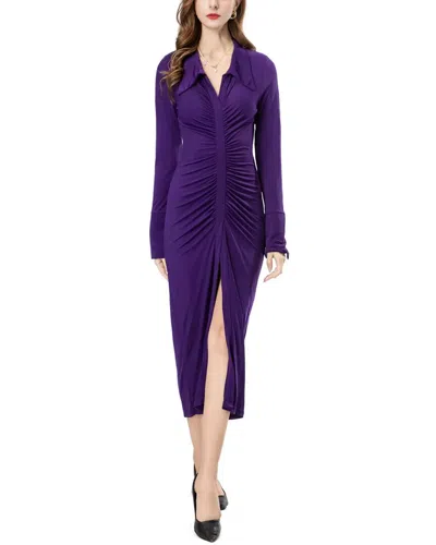 Burryco Solid Midi Dress In Purple