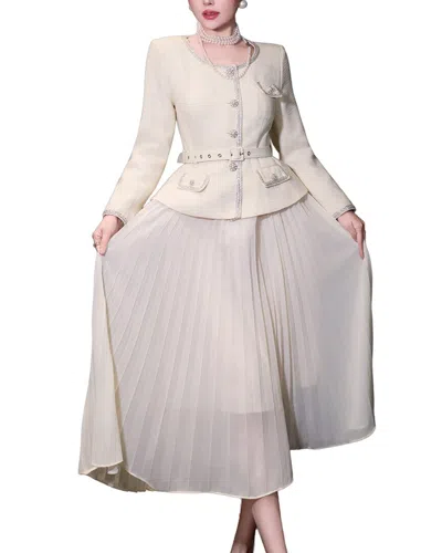 Burryco Solid Midi Dress In White