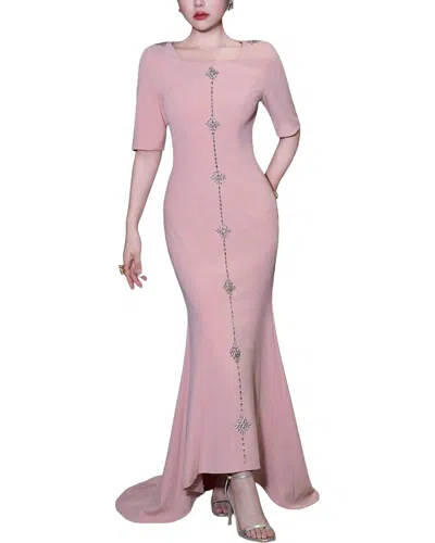 Burryco Solid Short Sleeve Maxi Dress In Pink