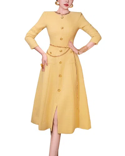 Burryco Yellow Solid Midi Dress
