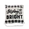 Burton + Burton Merry & Bright Plaid Throw Pillow In Gray In White