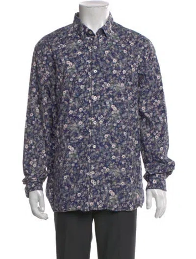 Pre-owned Burton Floral Print Long Sleeve Shirt In Blue
