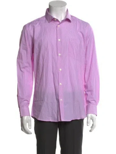 Pre-owned Burton Striped Long Sleeve Dress Shirt In Purple