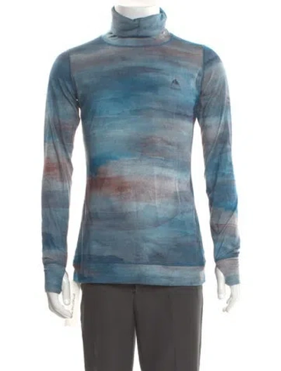 Pre-owned Burton Tie-dye Print Mock Neck Henley In Blue