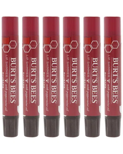 Burt's Bees ® Women's 0.09oz Lip Shimmer Rhubarb Pack Of 6 In Red