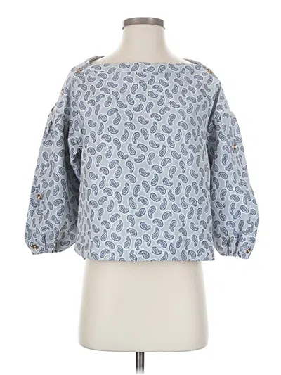 Pre-owned Buru 3/4 Sleeve Blouse In Blue