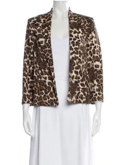 Pre-owned Buru Animal Print Blazer In Brown