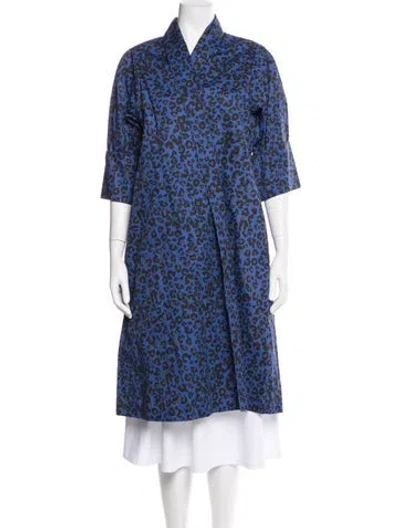 Pre-owned Buru Animal Print Coat In Blue
