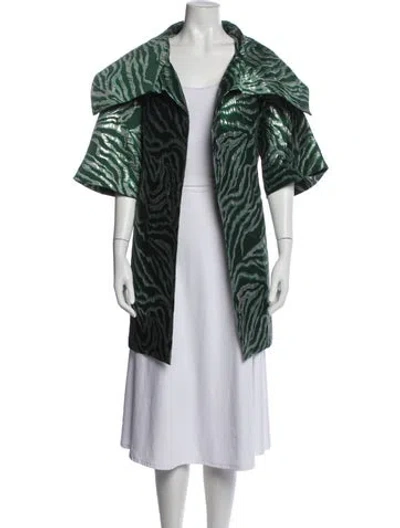 Pre-owned Buru Animal Print Coat In Green
