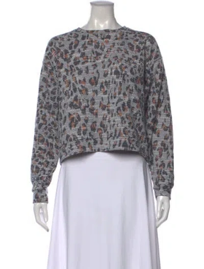 Pre-owned Buru Animal Print Crew Neck Crop Top In Multi