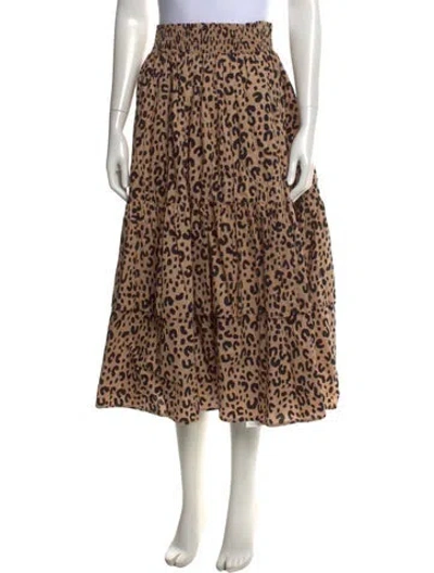 Pre-owned Buru Animal Print Midi Length Skirt In Brown