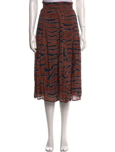 Pre-owned Buru Animal Print Midi Length Skirt In Brown