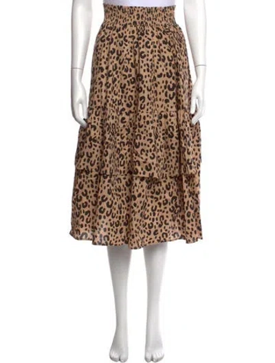 Pre-owned Buru Animal Print Midi Length Skirt In Brown