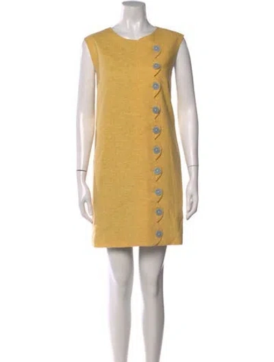 Pre-owned Buru Asymmetrical Mini Dress In Yellow