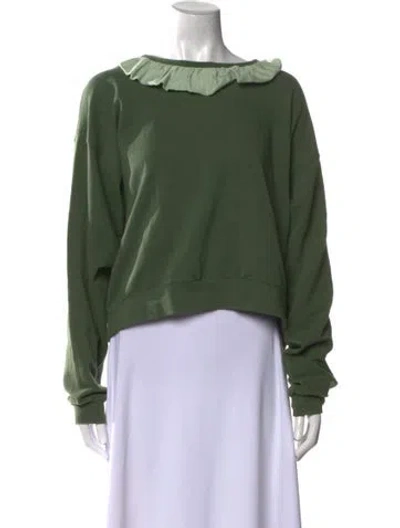 Pre-owned Buru Bateau Neckline Long Sleeve Sweatshirt In Green