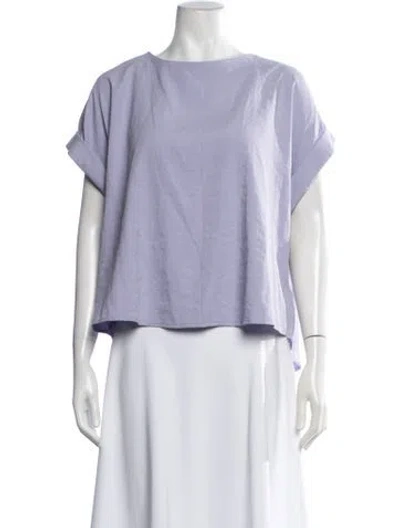 Pre-owned Buru Bateau Neckline Short Sleeve Top In Purple