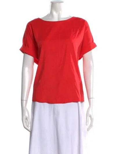 Pre-owned Buru Bateau Neckline Short Sleeve Top In Red