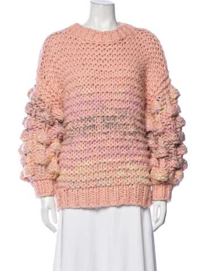 Pre-owned Buru Colorblock Pattern Crew Neck Sweater In Pink