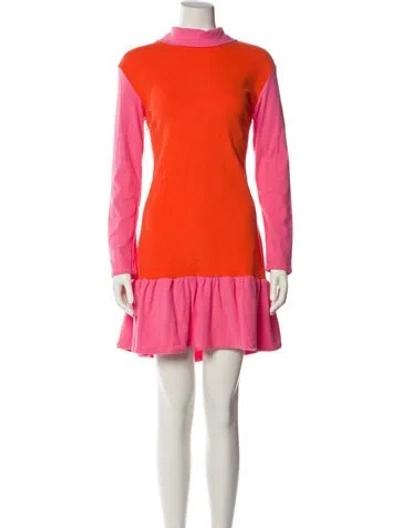 Pre-owned Buru Colorblock Pattern Mini Dress In Orange