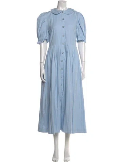 Pre-owned Buru Crew Neck Long Dress In Blue