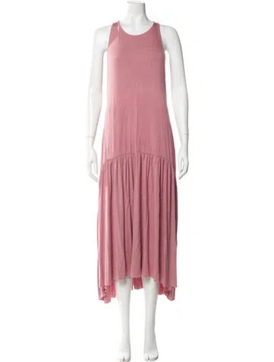 Pre-owned Buru Crew Neck Long Dress In Pink