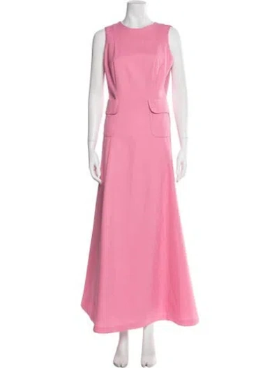 Pre-owned Buru Crew Neck Long Dress In Pink