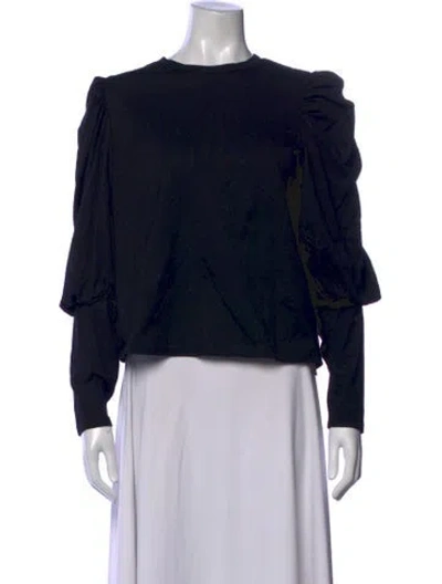 Pre-owned Buru Crew Neck Long Sleeve Top In Black