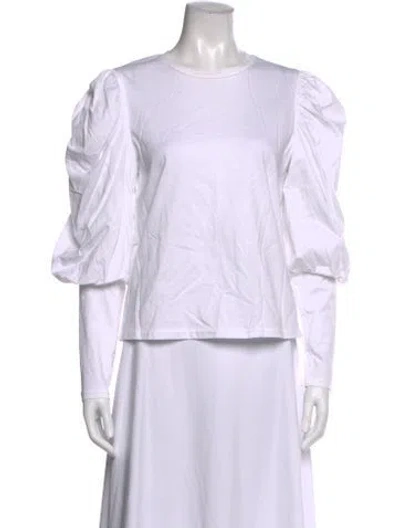 Pre-owned Buru Crew Neck Long Sleeve Top In White