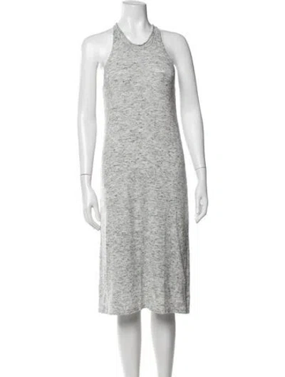 Pre-owned Buru Crew Neck Midi Length Dress In Gray