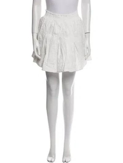 Pre-owned Buru Embroidered Accent Mini Skirt In White
